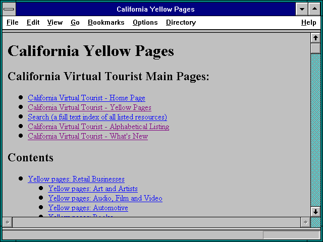 Screenshot of California Yellow Pages