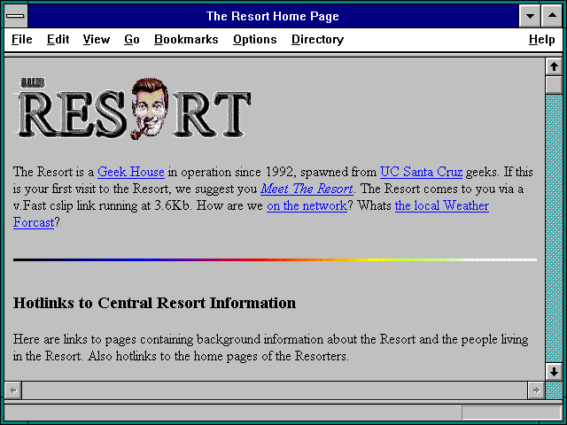 Screenshot of The Resort Home Page