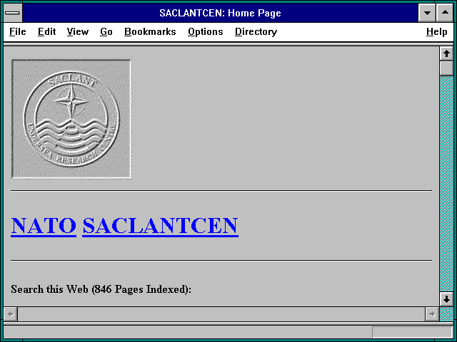 Screenshot of SACLANTCEN: Home Page
