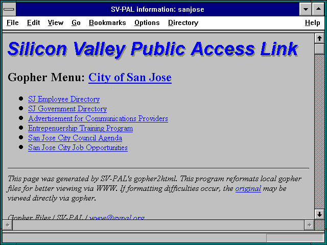 Screenshot of SV-PAL information: sanjose