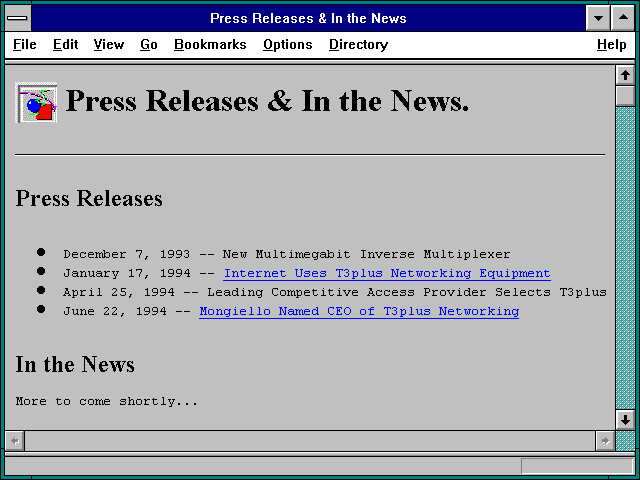 Screenshot of Press Releases & In the News