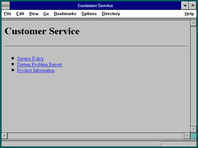 Screenshot of Customer Service