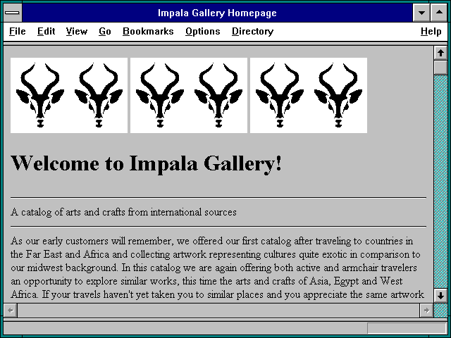 Screenshot of Impala Gallery Homepage