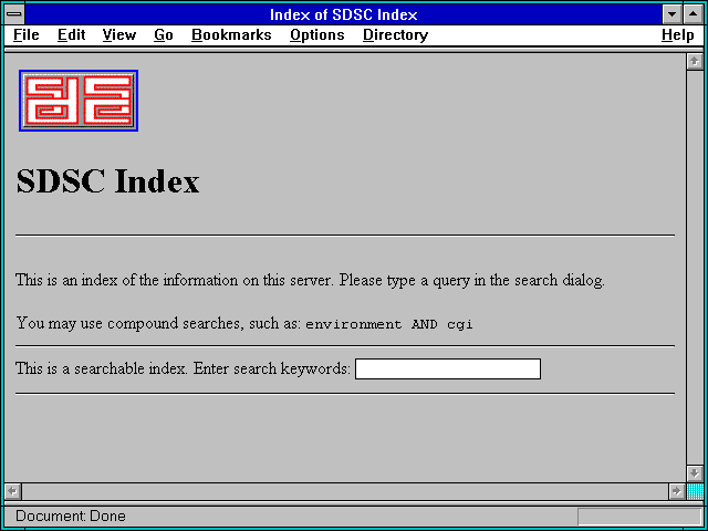 Screenshot of Index of SDSC Index