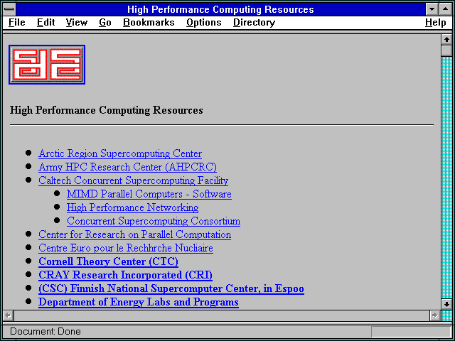 Screenshot of High Performance Computing Resources