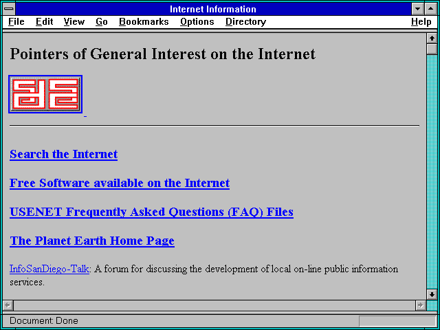Screenshot of Pointers of General Interest on the Internet