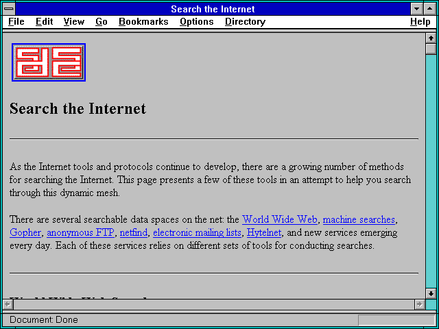 Screenshot of Search the Internet