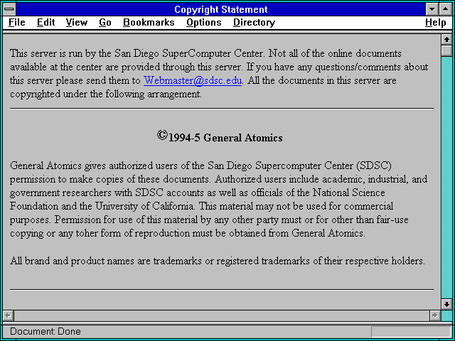 Screenshot of Copyright Statement