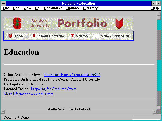 Screenshot of Portfolio - Education