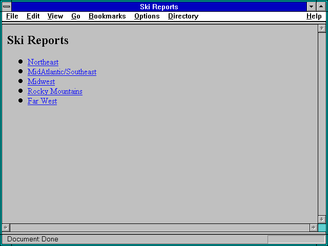 Screenshot of Ski Reports