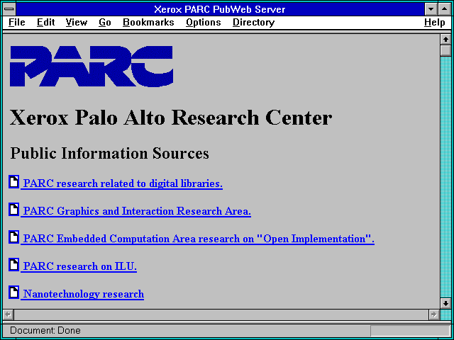 Screenshot of Xerox PARC PubWeb Server