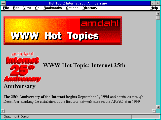 Screenshot of Hot Topic: Internet 25th Anniversary