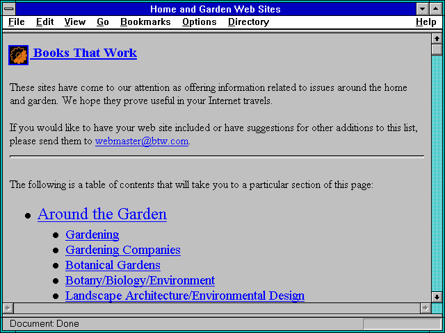 Screenshot of Gardening Web Sites