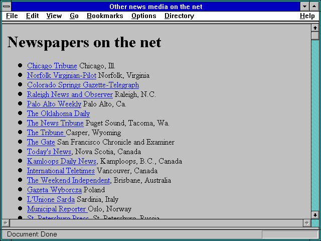 Screenshot of Other news media on the net
