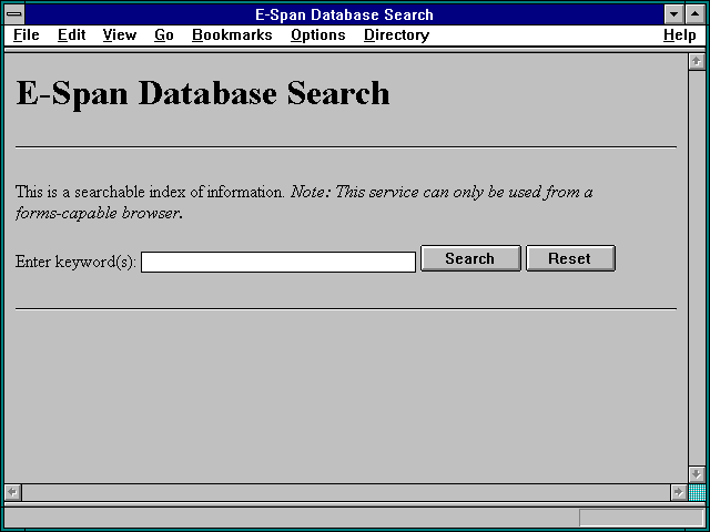 Screenshot of E-Span Database Search