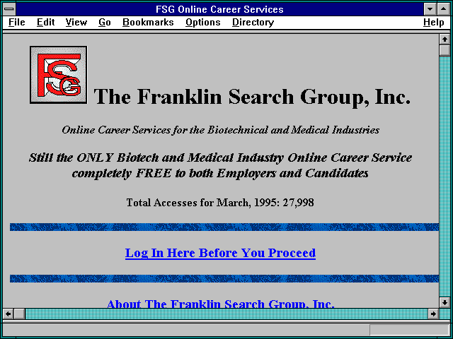 Screenshot of FSG Online Career Services
