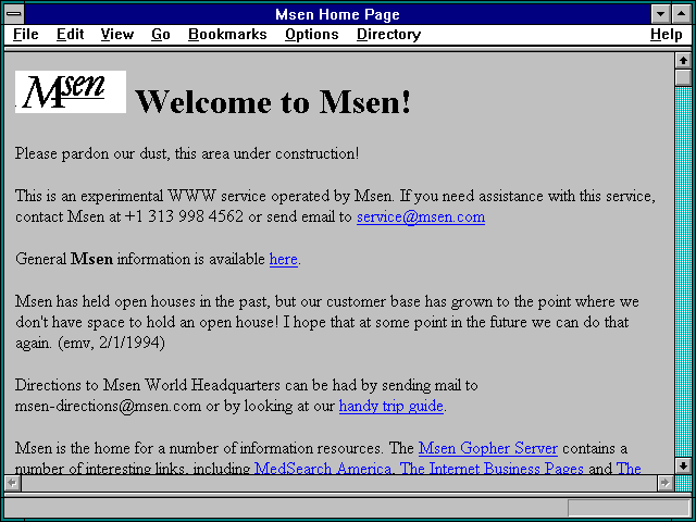 Screenshot of Msen Home Page