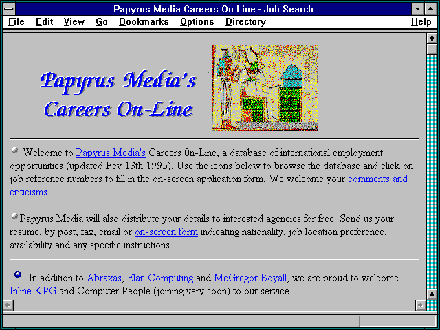 Screenshot of Papyrus Media Careers On Line - Job Search