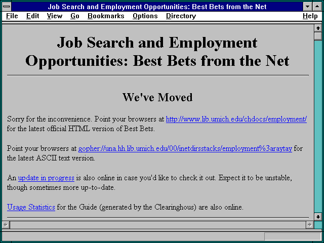 Screenshot of Job Search and Employment Opportunities: Best Bets from the Net