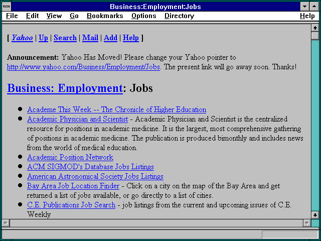 Screenshot of Business:Employment:Jobs