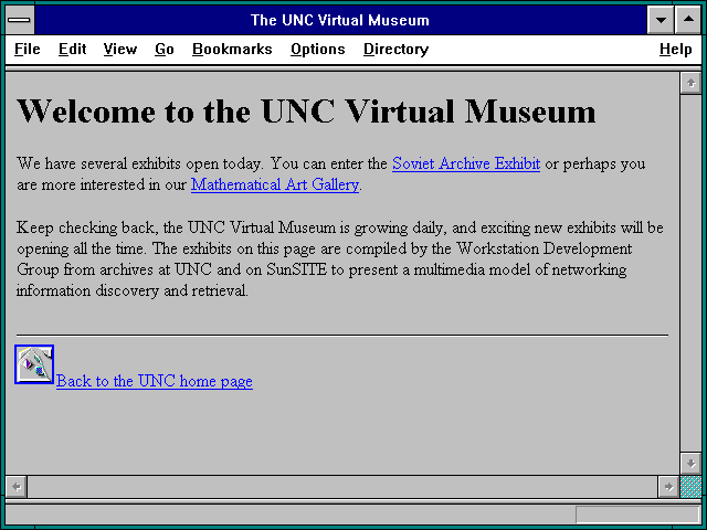 Screenshot of The UNC Virtual Museum