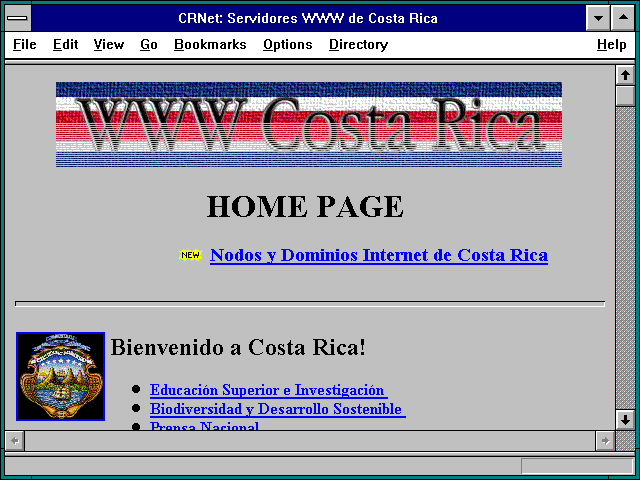 Screenshot of CRNet: Servidores WWW de Costa Rica