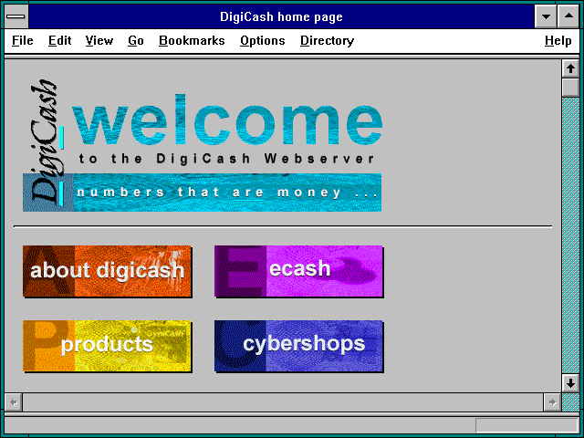 Screenshot of DigiCash home page