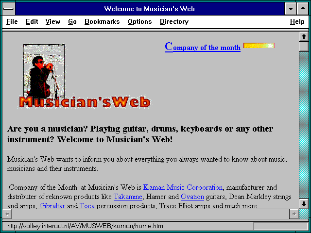 Screenshot of Welcome to Musician's Web