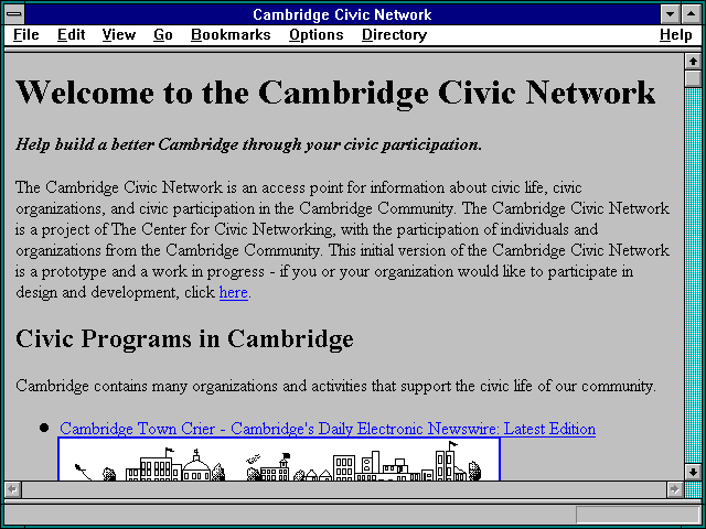 Screenshot of Cambridge Civic Network