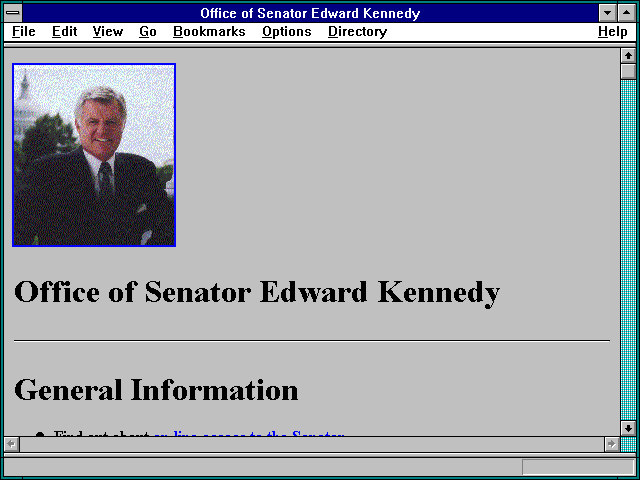 Screenshot of Office of Senator Edward Kennedy