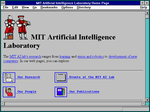 Screenshot of MIT Artificial Intelligence Laboratory Home Page