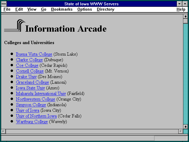 Screenshot of State of Iowa WWW Servers