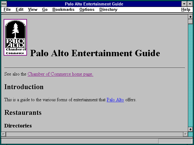 Screenshot of Palo Alto Entertainment Guide