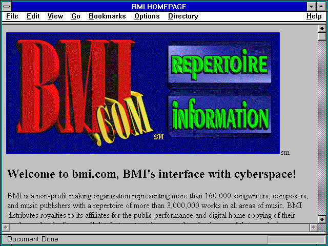 Screenshot of BMI HOMEPAGE