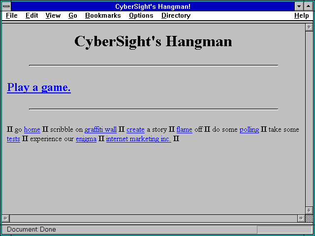Screenshot of CyberSight's Hangman!