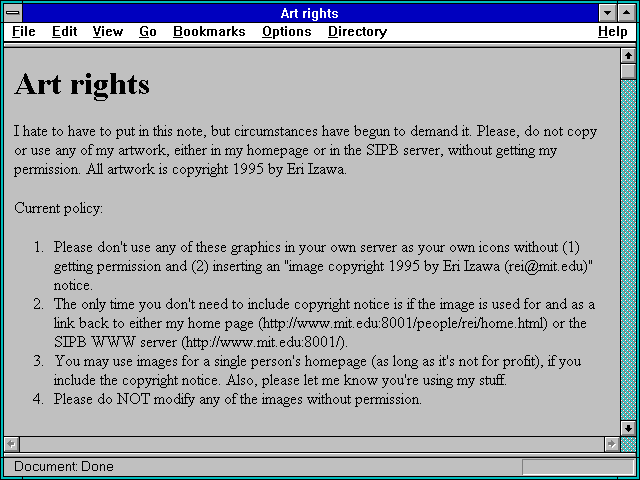 Screenshot of Art rights