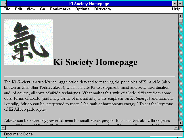 Screenshot of Ki Society Homepage