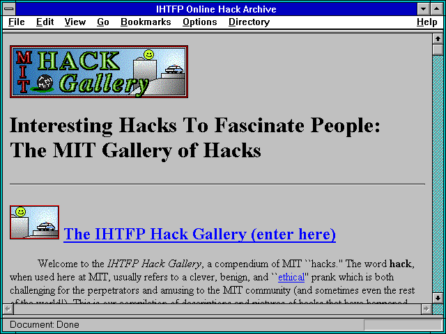 Screenshot of IHTFP Hack Gallery