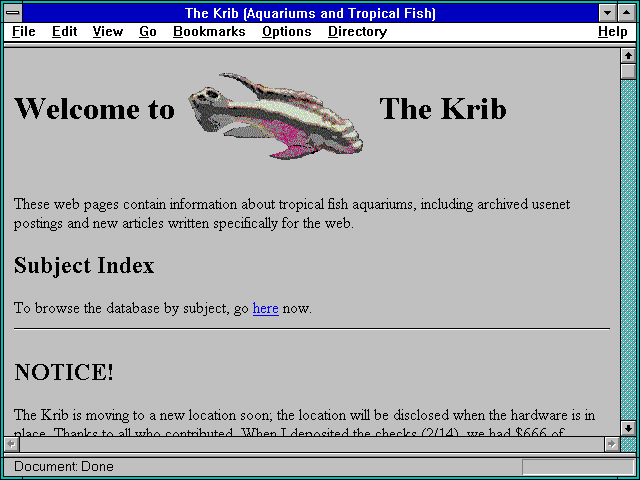 Screenshot of The Krib (Aquariums and Tropical Fish)