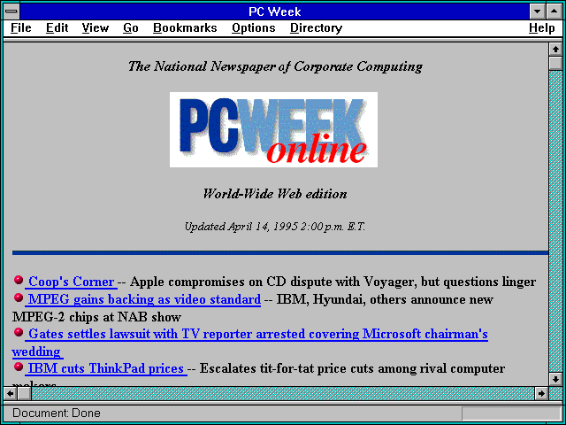Screenshot of PC Week Labs