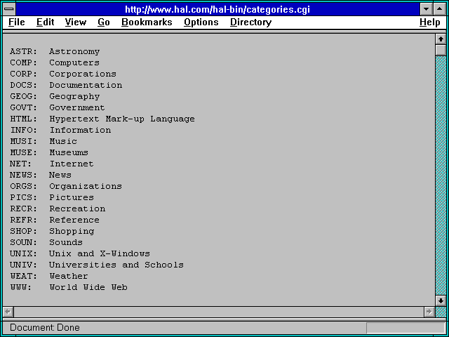 Screenshot of http://www.hal.com/hal-bin/categories.cgi
