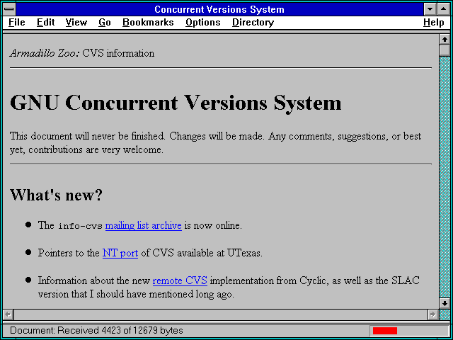 Screenshot of Concurrent Versions System