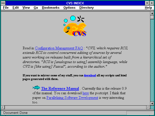 Screenshot of CVS INDEX