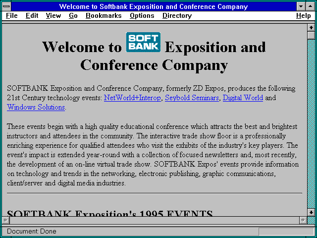 Screenshot of Welcome to Softbank Exposition and Conference Company