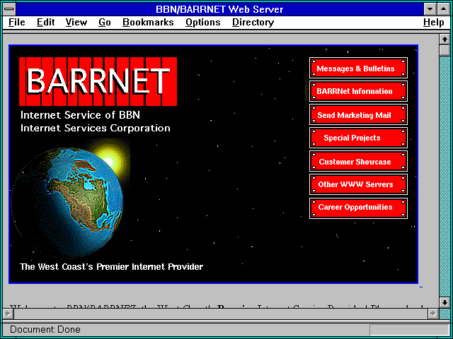 Screenshot of BBN/BARRNET Web Server