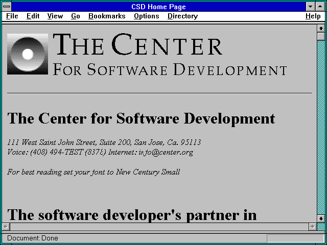 Screenshot of CSD Home Page