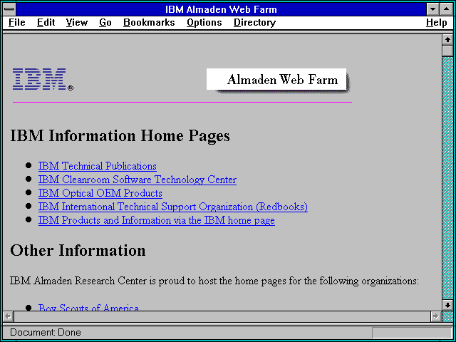 Screenshot of IBM Almaden Web Farm
