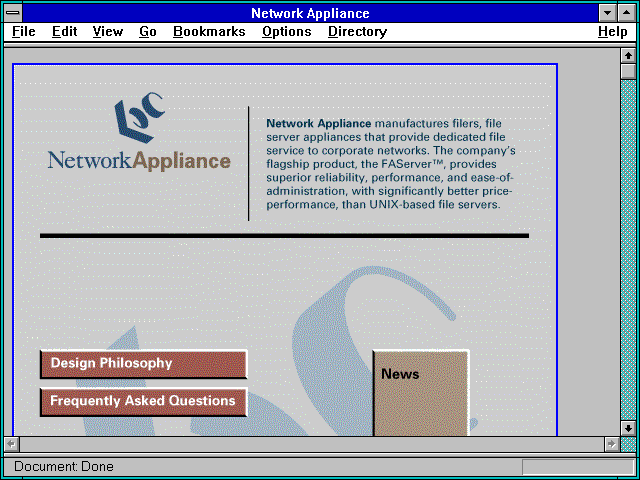 Screenshot of Network Appliance