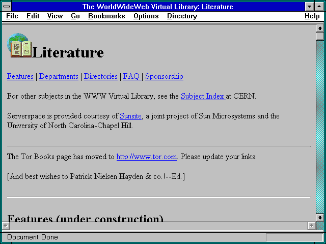 Screenshot of The WorldWideWeb Virtual Library: Literature
