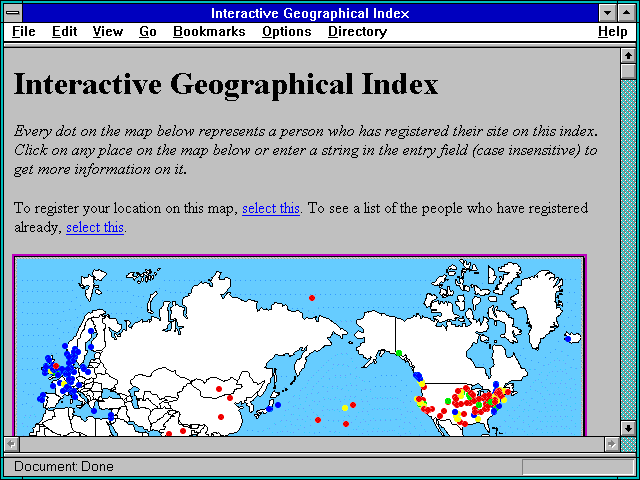 Screenshot of Interactive Geographical Index